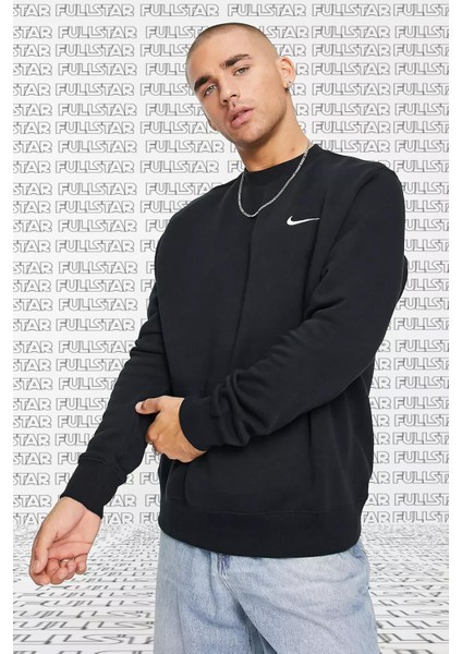 Sportswear Club Crew Sweatshirt Black Sweatshirt Siyah
