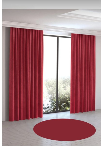Ada Fon Perde Tek Kanat 1/3 Sık Pile 23-Kırmızı