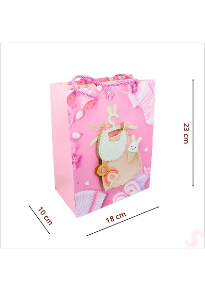 Karton Çanta, Tulum Model Pembe 23 x 18 x 10 cm - 12 Adet modelleri