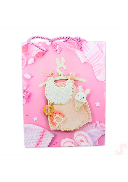 Karton Çanta, Tulum Model Pembe 23 x 18 x 10 cm - 12 Adet indirimleri