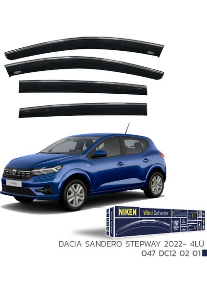 Dacia Sandero Stepway 2022 Sonrası Uyumlu Kromlu Cam Rüzgarlığı 4lü