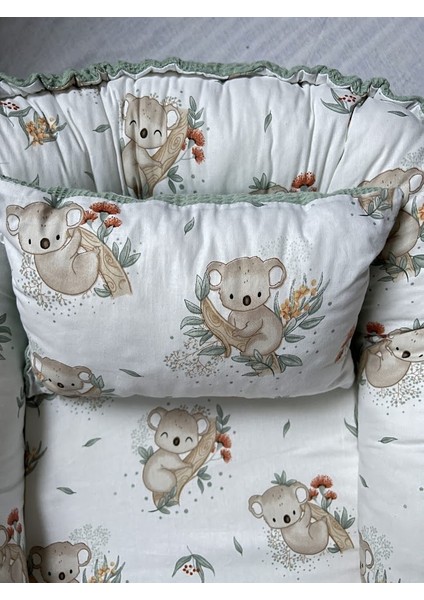 Çift Taraflı Babynest Bebek Uyku Yatağı ve Yastığı -Dışı Mint Waffle Pike , Içi Beyaz Quala Desenli Poplin Kumaş indirimleri