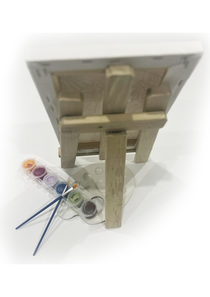 Büyülü Gökyüzü Çocuk Ressam Seti - 20 x 30 cm Önçizimli Tuval, 2 Ad. Fırça, Palet, Boyalar ve Şövale