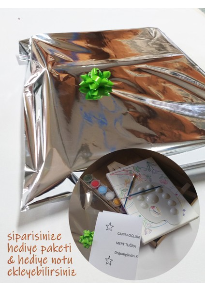 Büyülü Gökyüzü Çocuk Ressam Seti - 20 x 30 cm Önçizimli Tuval, 2 Ad. Fırça, Palet, Boyalar ve Şövale