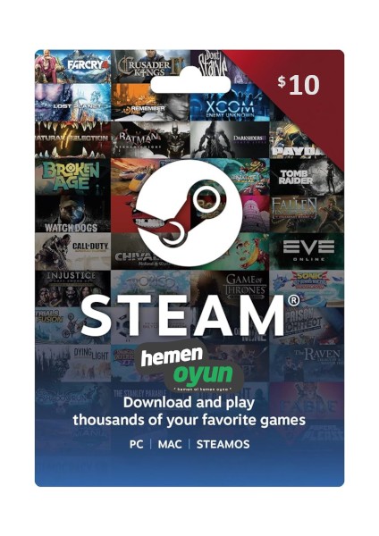 Steam Gift Card 10 USD Cüzdan Kodu