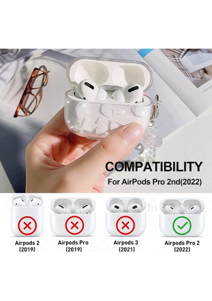 Airpods Pro 2.Nesil İle Uyumlu Parıltılı Koruyucu Kapak Kelebek Sevimli Sert Silikon Koruma Kılıf