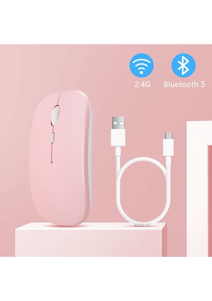 Apple Ipad Şarj Edilebilir Sessiz Mouse Bluetooth + 2.4Hz Wifi Kablosuz Mouse Fare