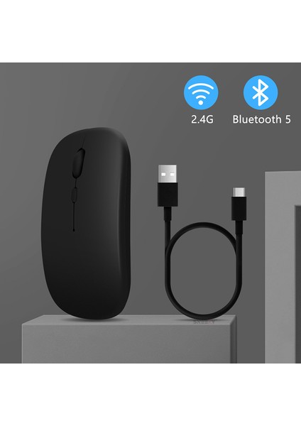 Lenovo Tablet Şarj Edilebilir Sessiz Mouse Bluetooth + 2.4Hz Wifi Kablosuz Mouse Fare