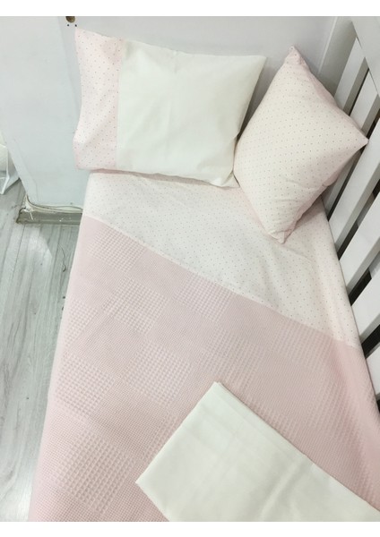 Buse Baby Home Pembe , Çocuk Çok Amaçlı Poplin ,pikeli ve Ponponsuz Nevresim Takımı 6'lı Set