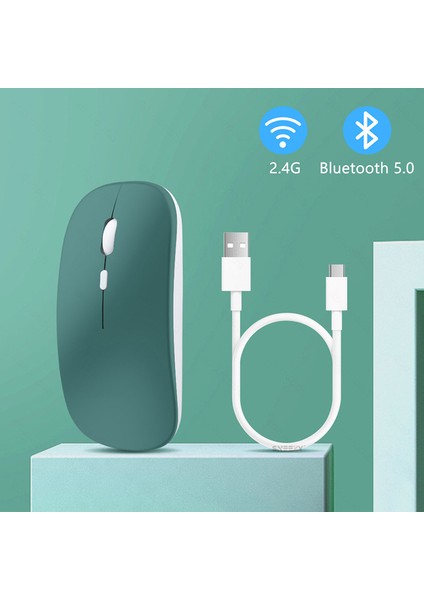 Apple Ipad Şarj Edilebilir Sessiz Mouse Bluetooth + 2.4Hz Wifi Kablosuz Mouse Fare modelleri