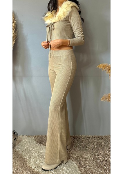 Triko Tüy Detay Bej Takım fiyatları