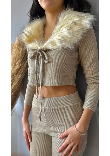 Triko Tüy Detay Bej Takım fırsatları