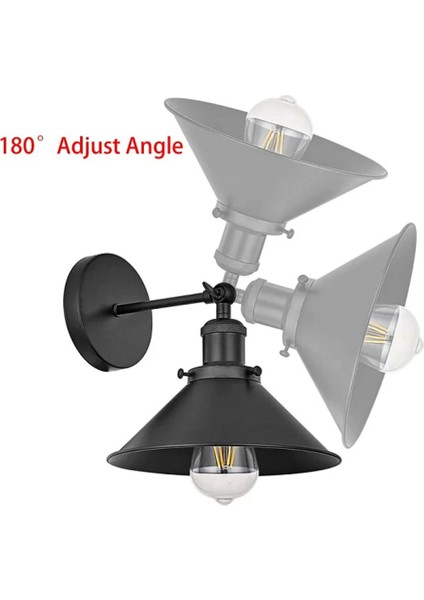 ,vintage,retro,rustik Mafsallı 1XE27 Siyah Metal Aplik NOT:1ADET Fiyatıdır ÇAP:23CM