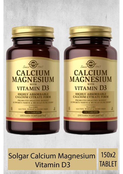 Calcium Magnesium Vitamin D3 150 Tablet 2 Adet