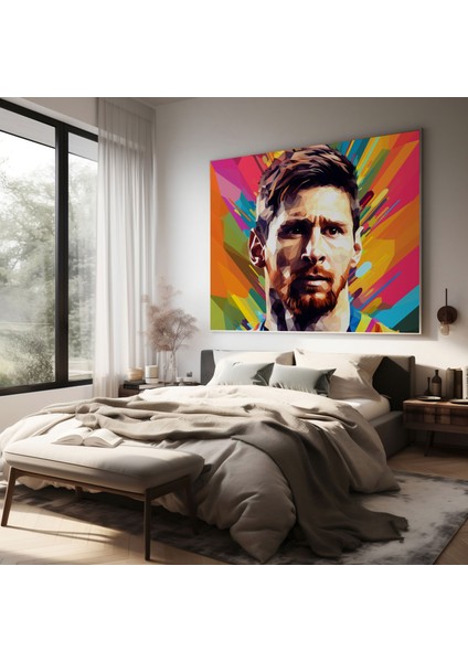 Pop Art Lionel Messi Duvar Sanatı - Lionel Messi, Lionel Messi, Renkli, Ev Dekorasyonu, 30X30