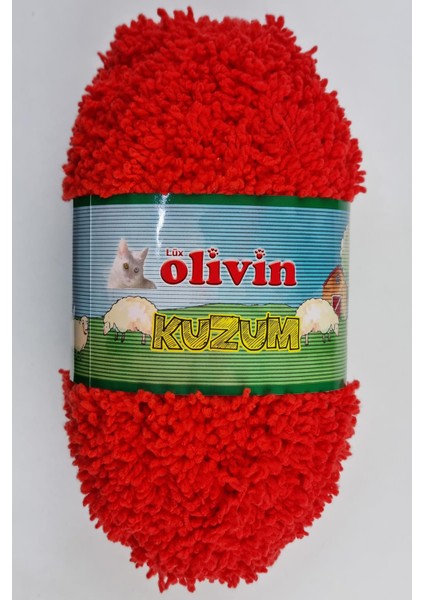 Lüx Olivin Kuzum Örgü Ipi Kırmızı