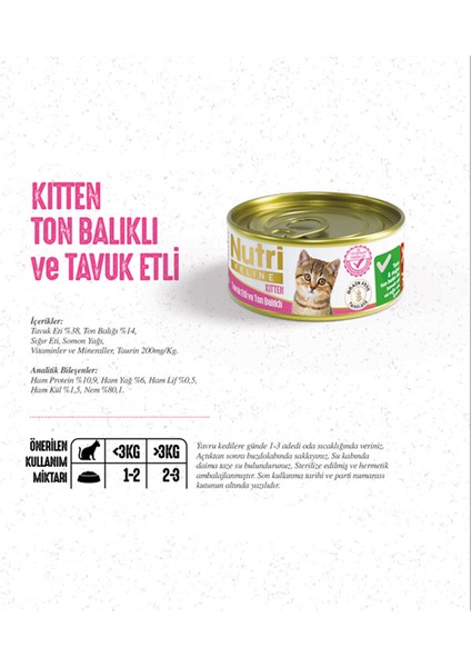 Nutri Feline 85GR Tavuk Ton Balıklı 64ADET Yavru Yaş Kedi Maması