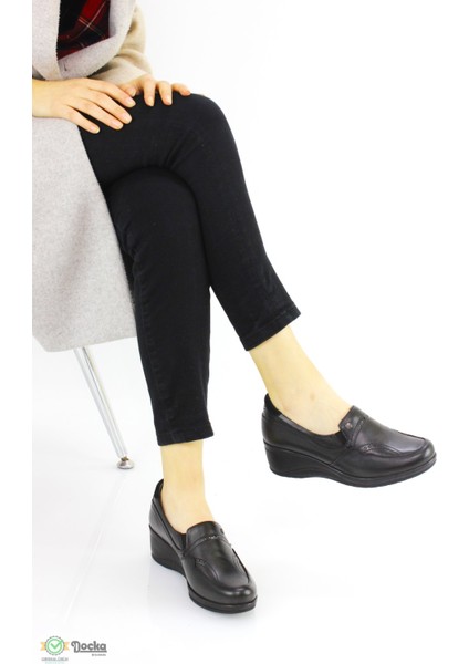 Kadın Bağcıksız Deri Ortopedık Dolgu Topuk Ayakkabı F24/CM57609 modelleri