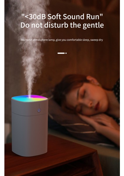 H2O Humidifier 400 ml Ulrasonik Hava Nemlendirici Buhar Makinesi ve Aroma Difüzörü