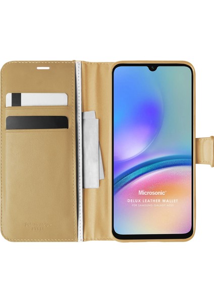 Samsung Galaxy A05S Kılıf Delux Leather Wallet Gold