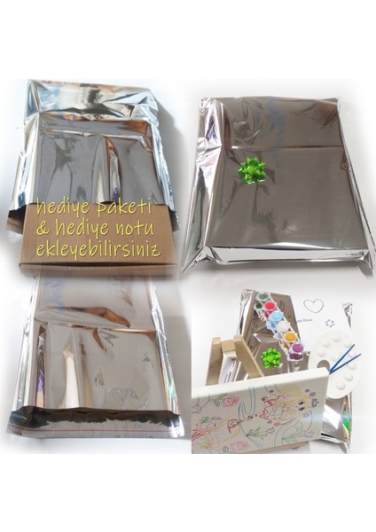 Erkek Çocuk Ressam Seti 5'li - 20 x 20 cm Önçizimli Tuval, 2 Ad. Fırça, Palet, Boyalar ve Şövale