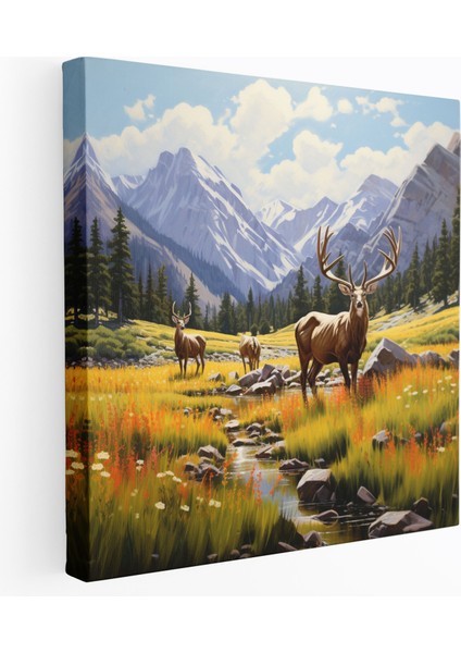 Dağ Geyiği Kanvas Tablo - Elk, Kanvas Tablo, Elk Tablosu, Elk Kanvas Tablo, 30X30