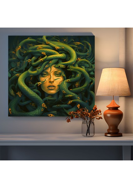 Medusa Yılanları Duvar Tablosu - Medusa, Duvar Sanatı, Ev Dekorasyonu, Duvar Dekorasyonu, 30X30 fiyatları