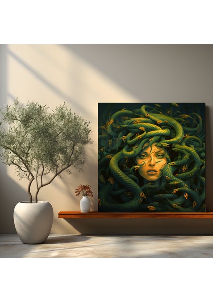 Medusa Yılanları Duvar Tablosu - Medusa, Duvar Sanatı, Ev Dekorasyonu, Duvar Dekorasyonu, 30X30 modelleri