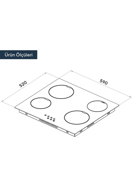 V6-04T Vitroseramik Elektrikli Siyah Cam Ankastre Ocak