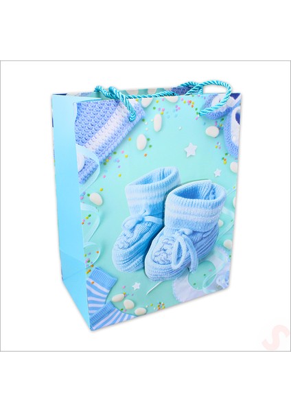 Karton Çanta, Patik Model Mavi 23 x 18 x 10 cm - 1 Adet