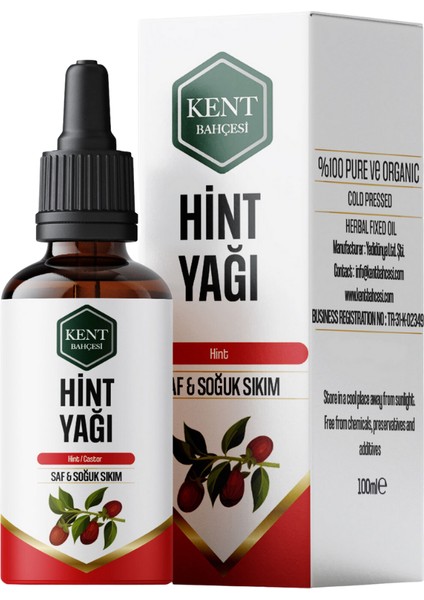 Kent Bahçesi Hint Yağı 100 ml Soğuk Sıkım  Saf Doğal Ve Katkısız Cold Press Castor Oil