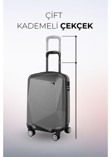 Elmas Model Vişne Renk Kabin Boy Valiz Bavul