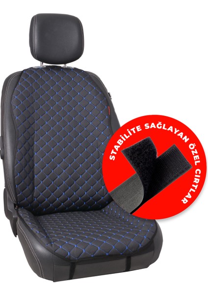 Mavi Kapitone Siyah Jakar Dokuma Kumaş Otomind Oto Minderi 2'li Set modelleri