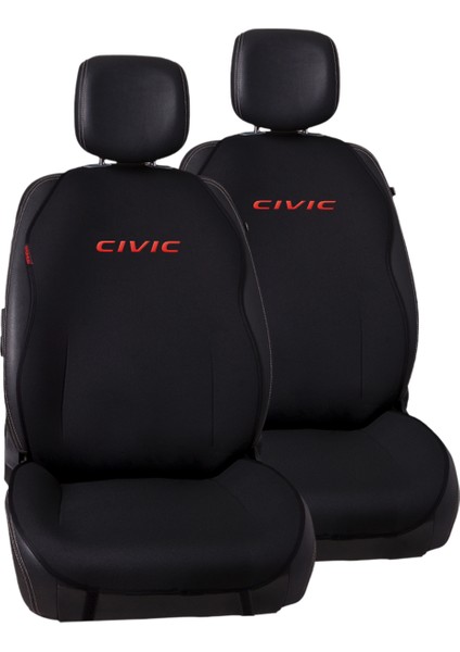 Kırmızı Civic Nakışlı Jakar Dokuma Kumaş Otomind Oto Minderi 2'li Set