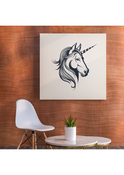 Sakin Tek Boynuzlu At Duvar Sanatı - Tek Boynuzlu At, Sakin Tek Boynuzlu At, Sadelik, Minimalist Çizgi Sanatı, 30X30