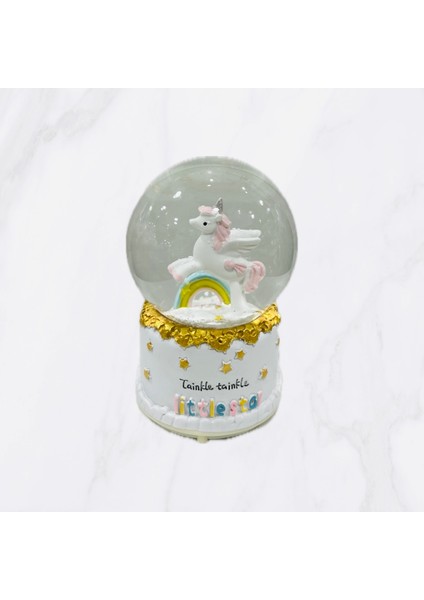 Yeliz Müzikli Işıklı Kar Küresi Beyaz Atlı Ay Kuşağı