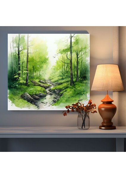 Yosun Kanvas Tablo - Sakin Orman Manzarası Duvar Tablosu - Yosun, Yosun Duvar Dekorasyonu, Yosun Duvar Tablosu, Sakin Orman Manzarası, 30X30