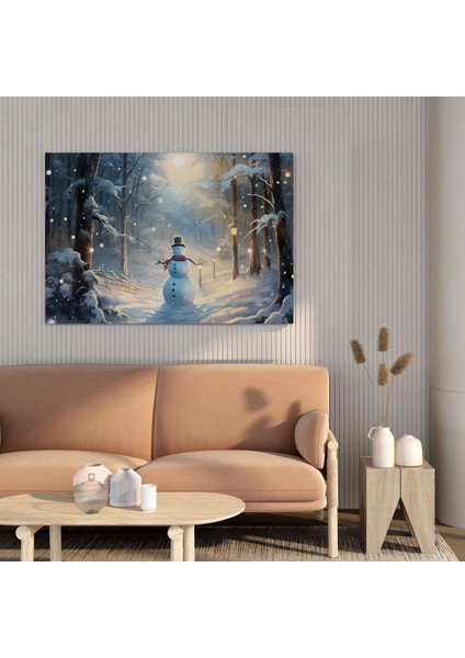 Kardan Adam Kış Harikalar Diyarı Kanvas Tablo - Kardan Adam, Kanvas Tablo, Kış Aşıklar, Duvar Sanatı, 30X30
