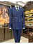 İtalyan stil kruvaze ceket pantolon takım elbise Lacivert T9939 1