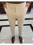 İtalyan stil slim fit bel detaylı erkek pantolon ekru T10562 3