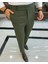 İtalyan stil slim fit bel detaylı erkek pantolon yeşil T10561 3