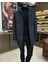 Terziademaltun Italyan Stil Slim Fit Erkek Kapüşonlü Uzun Mont Siyah T10678 1