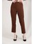 1005 Kahve Havuç Paça Beli Lastikli Dokuma Kadın Pantolon 5
