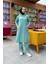 Kapşonlu Yandat Çıtçıtlı Sade Basic Uzun Tunik ve Pantolon Ikili Spor Takım - 03071 - Çağla Yeşili 1