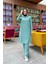 Kapşonlu Yandat Çıtçıtlı Sade Basic Uzun Tunik ve Pantolon Ikili Spor Takım - 03071 - Çağla Yeşili 4