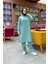 Kapşonlu Yandat Çıtçıtlı Sade Basic Uzun Tunik ve Pantolon Ikili Spor Takım - 03071 - Çağla Yeşili 5