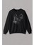 Unisex Sweatshirt Kedi Silüeti Black Cat Çizim Baskılı Sweat 1
