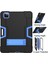iPad Pro 11 2020 Için, Hibrit Ağır Hizmet Tipi Üç Katmanlı Tam Gövde Darbeye Dayanıklı Dayanıklı Kılıf ve iPad Pro 11 2020 11 Inç Için Standlı (Siyah+Mavi) (Yurt Dışından) 2
