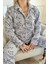 Gri Siyah Poolster Desenli Önden Düğmeli Peluş Polar Pijama Takımı 5