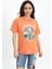 T-Shirt Yıkamalı Kumaş Bisiklet Yaka - Turuncu 1